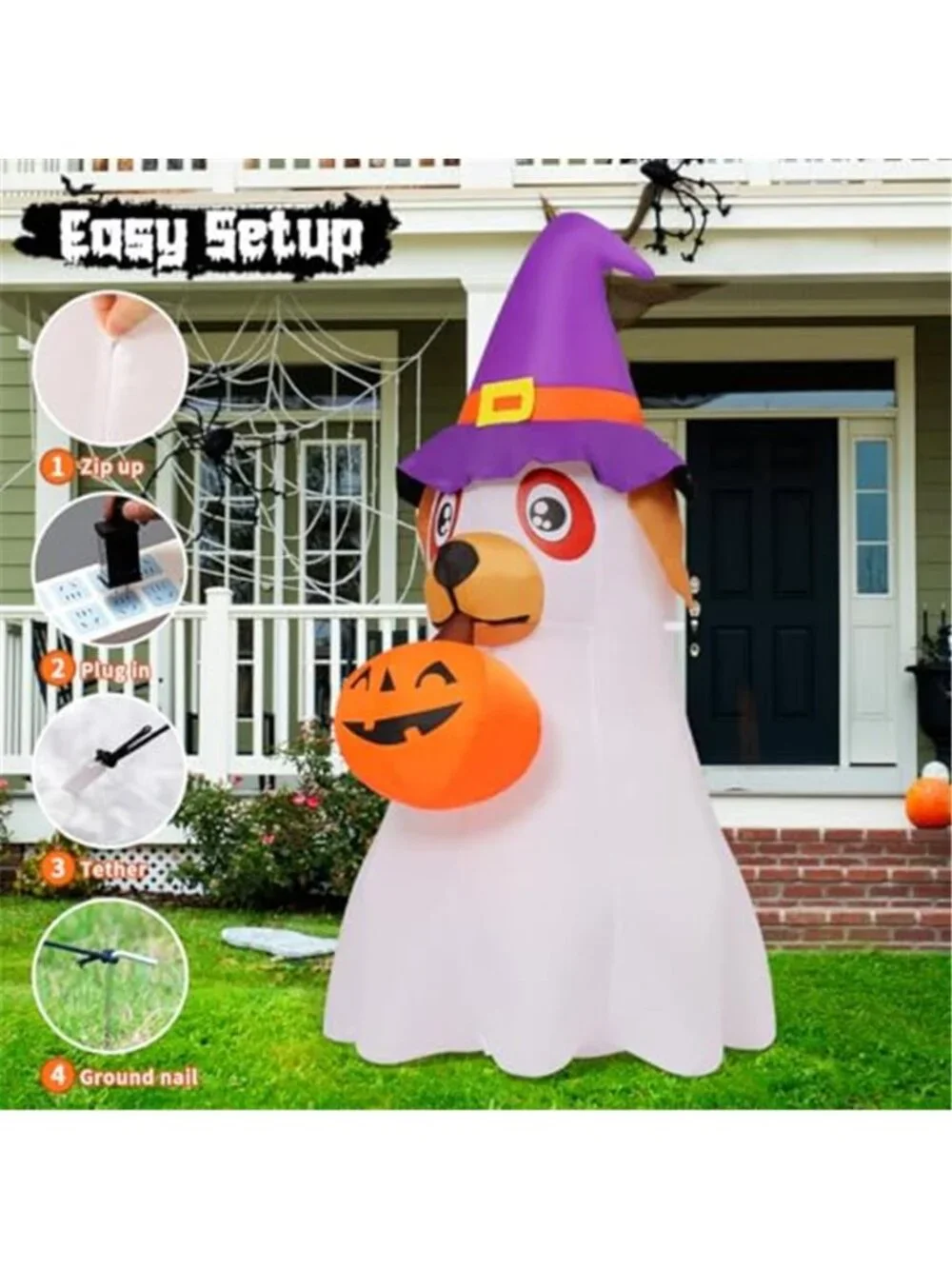 6.2 FT Halloween Inflatables Dog Outdoor Decorations Blow Up Yard Cute